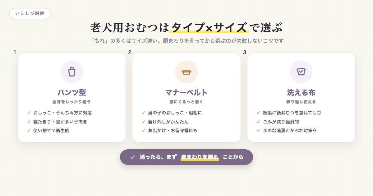 老犬用おむつはタイプとサイズで選ぶ