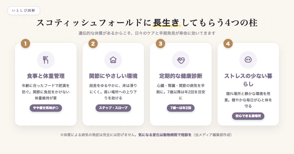 スコティッシュフォールドに長生きしてもらう4つの柱