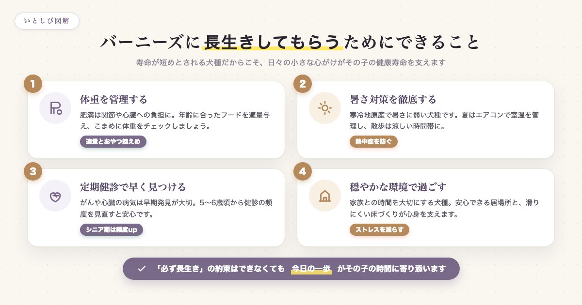 バーニーズマウンテンドッグに長生きしてもらうためのポイント